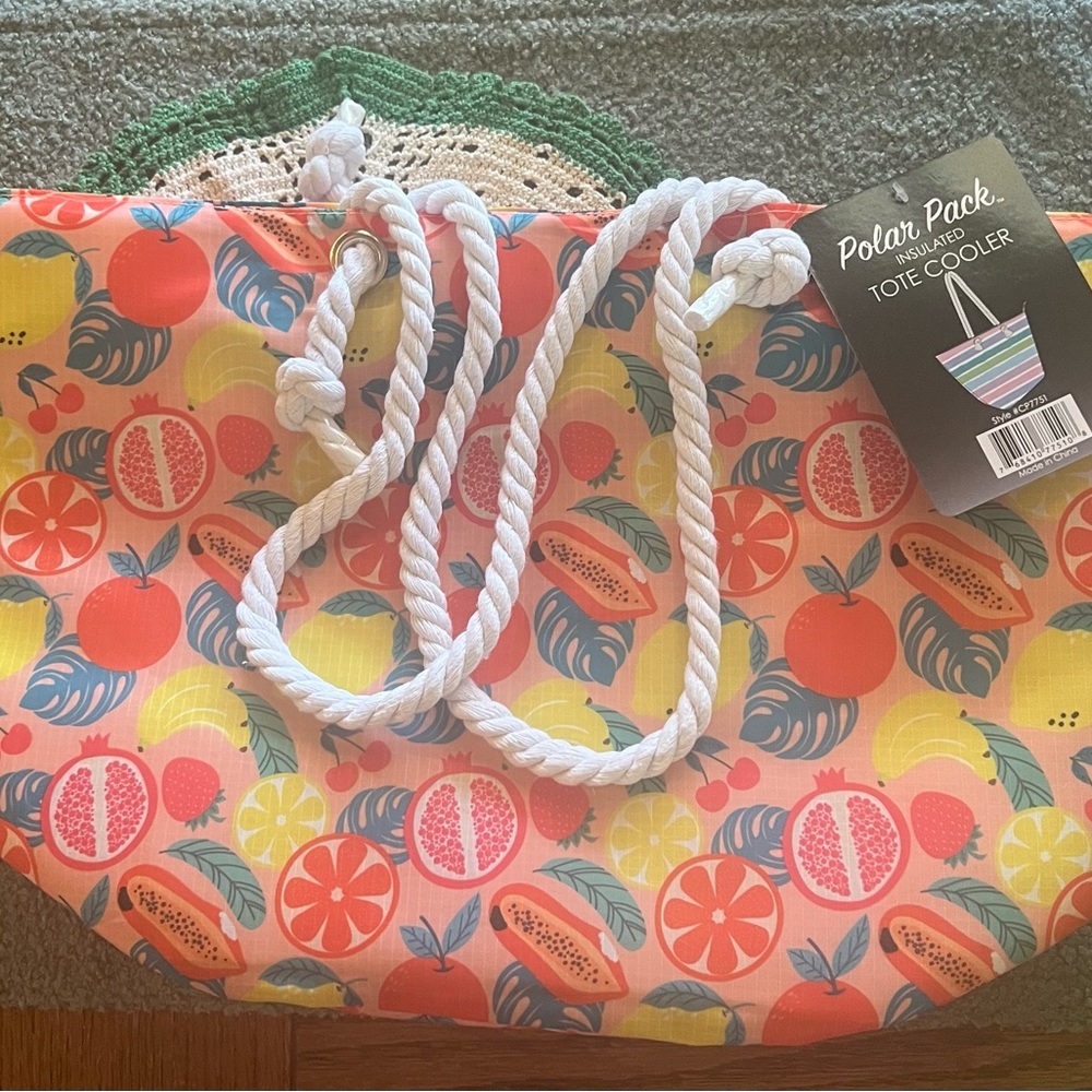🌻 NWT Picnic Polar Pack Colorful Fruit Tote Insulated Cooler Ex Lg 🌻